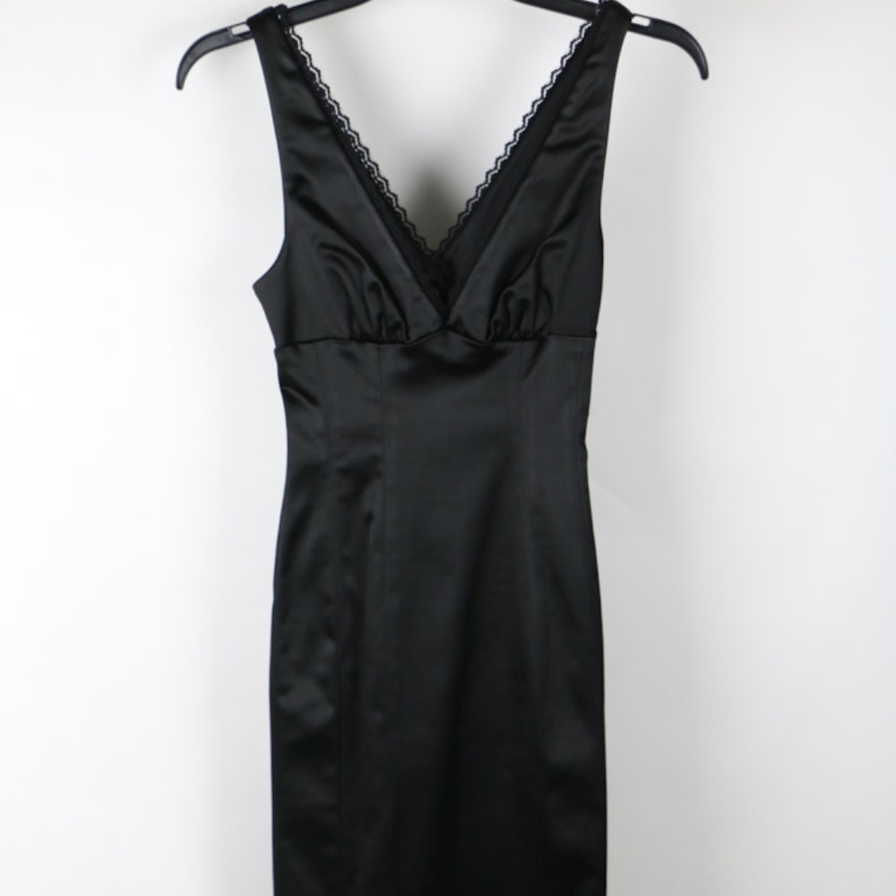 Bebe Black Satin Midi Dress